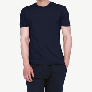 Unisex Navy Blue Jersey Short Sleeve T-Shirt, XL